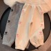 【18M-8Y】Girls Stylish Heart Shape And Letter Embroidered Thick Fleece Pants