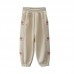 【18M-8Y】Girls Stylish Heart Shape And Letter Embroidered Thick Fleece Pants