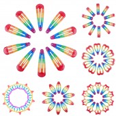 10-Pieces Girls' Fashionable And Cute Rainbow-Colored Hairpin Set