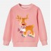 【12M-9Y】Unisex Cotton Stain Resistant Elk Print Long Sleeve Sweatshirt