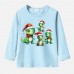 【12M-9Y】Unisex Kid Cotton Stain Resistant Christmas Dinosaurs Print Long Sleeve Tee