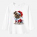 【12M-9Y】Unisex Kid Cotton Stain Resistant Christmas Dog Print Long Sleeve Tee