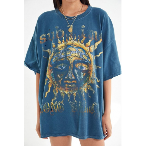 Sun Fire God Worn Out Hole Wide T-shirt Skirt HF2618-04-04